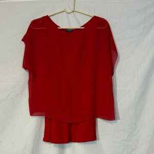 Express Red Sheer Layered Top
